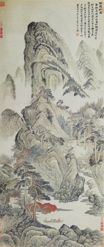 清_吴渔山_吴历_陶圃松菊图_(4596×10942 – 300dpi)(图1)
