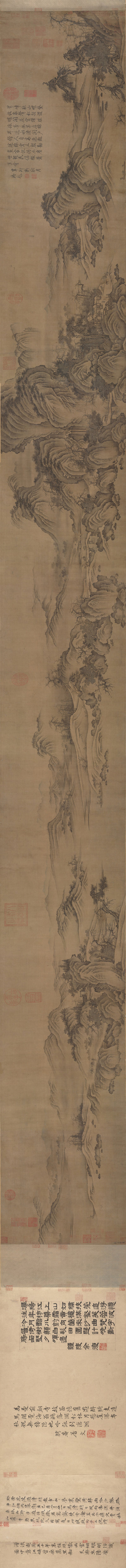 宋_燕文贵_款_秋山萧寺图_绢本_(47640×3827 – 300dpi)(图1)