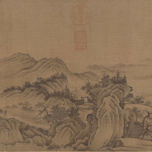 宋_燕文贵_款_秋山萧寺图_绢本_(47640×3827 – 300dpi)(图3)