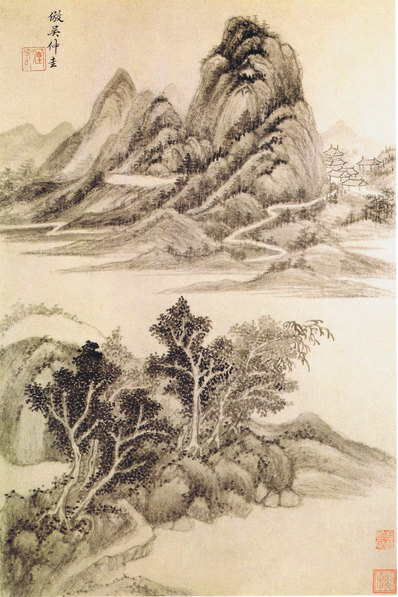 清_王时敏_仿古山水册_清_王时敏仿吴仲_(3000×4503 – 301dpi)(图1)