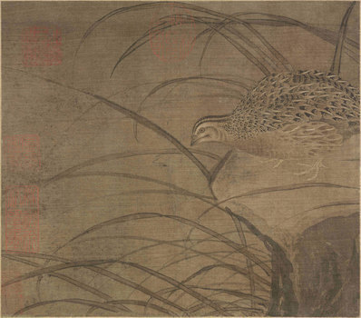宋_佚名_鹌鹑图绢本_(6018×5294 – 300dpi)(图1)