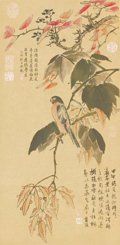 明_蓝瑛_秋色梧桐图_纸(图1)