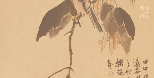 明_蓝瑛_秋色梧桐图_纸(图4)