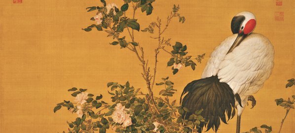 清_郎世宁_花卉双鹤图轴绢本_(11057×20079 – 300dpi)(图3)