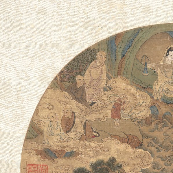 明_佚名_观音和十六罗汉图册页_绢本_水墨_设色_美国大都会艺术博物馆_(4450×4433 –(图2)