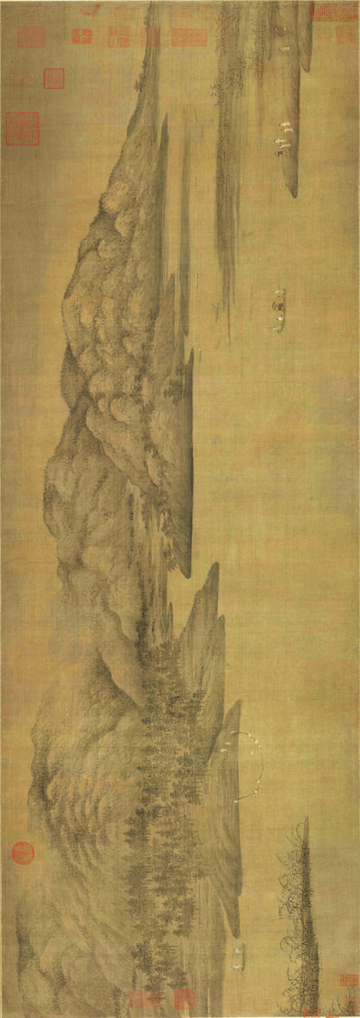 五代_董源_潇湘图卷_画心_绢本_(18458×6534 – 331dpi)(图1)
