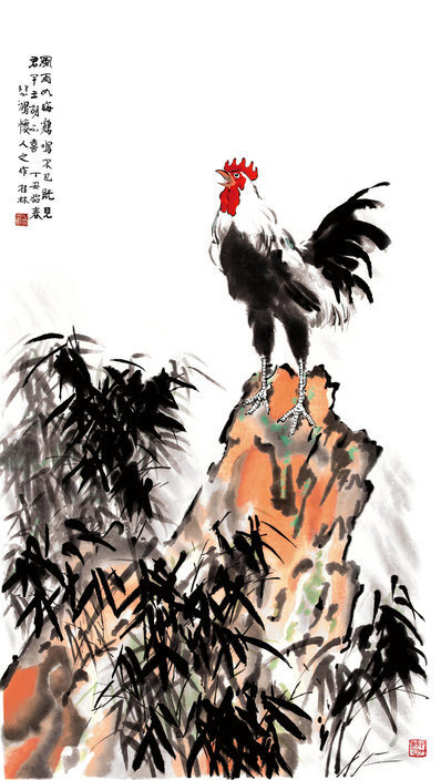 近代_徐悲鸿_风雨鸡鸣_(12283×21732 – 72dpi)(图1)