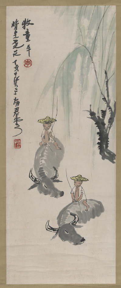 近代_李可染_牧童牛图_(4816×11473 – 72dpi)(图1)