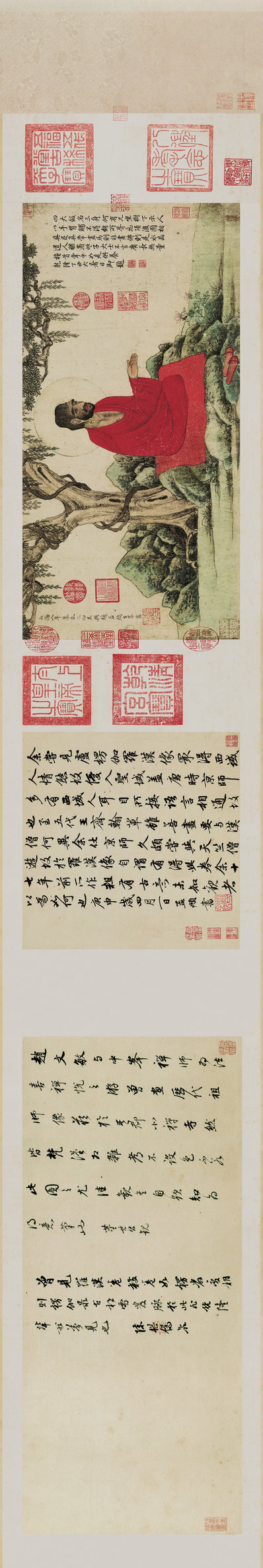 元_赵孟兆頁_红衣罗汉图纸本_(29309×4912 – 462dpi)(图1)