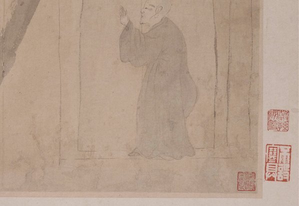 清_金农_人物山水图_第十二开-山僧叩门_(4756×3280 – 300dpi)(图5)