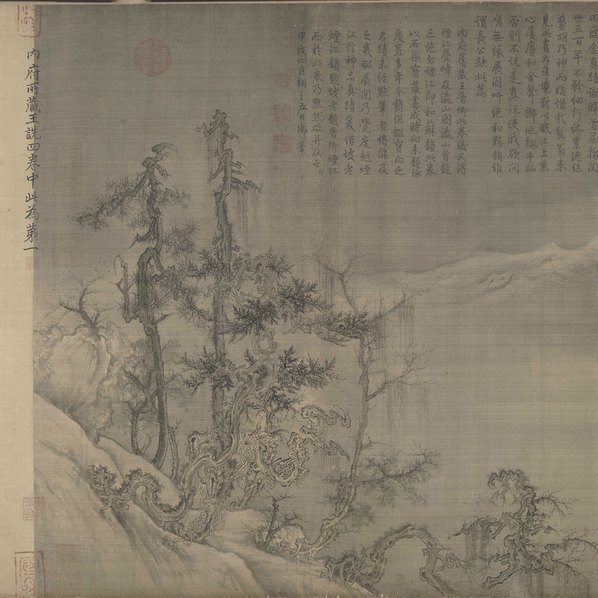 宋_王诜_渔村小雪图卷绢本北京故_(31444×6253 – 356dpi)(图2)