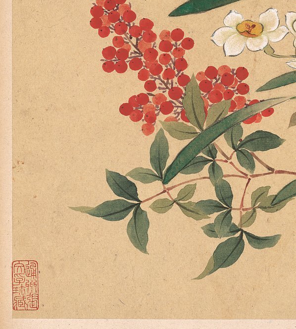 清_邹一桂_花卉八开_天竺水仙_纸本_(3379×3751 – 300dpi)(图4)