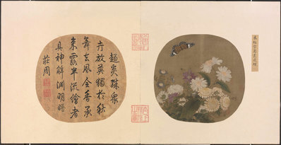 宋_朱绍宗_书画菊丛飞蝶_绢本_(9942×5119 – 300dpi)(图1)