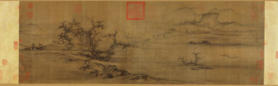 宋_郭熙_树色平远图_树色平远图绢本_大都会_(12836×4000 – 300dpi)(图1)