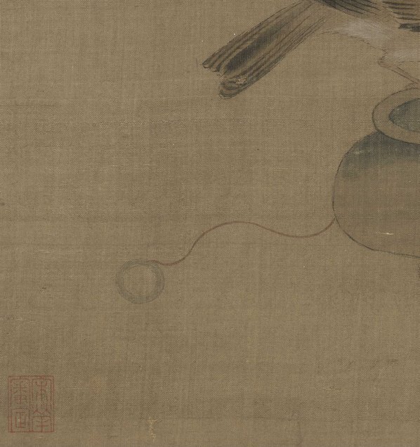 宋_佚名_驯禽俯啄图页绢本_(4552×4839 – 300dpi)(图4)