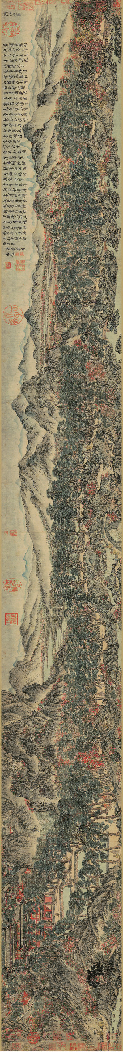 元_王蒙_太白山图卷画芯全图_纸本_(33209×3900 – 350dpi)(图1)