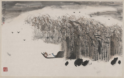 近代_亚明_秋江独醉图单_(13536×8540 – 72dpi)(图1)