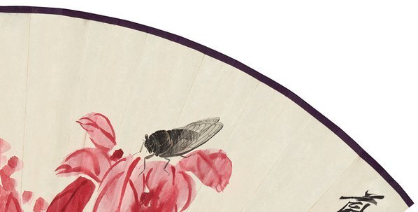 近代_鸣蝉老少年图扇_纸本_(5686×2884 – 72dpi)(图3)