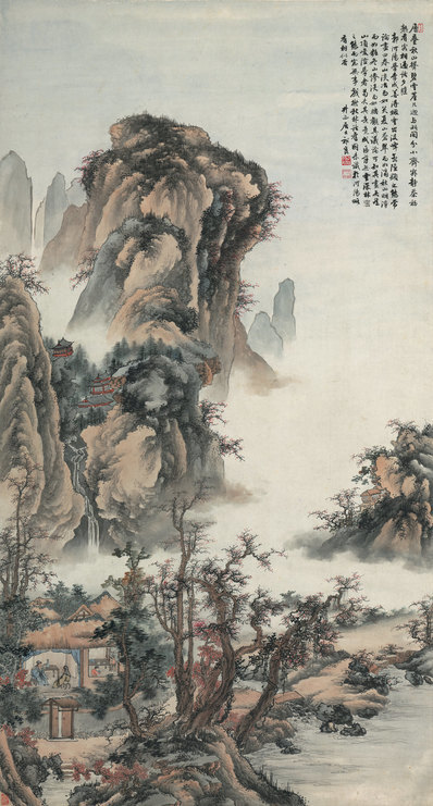 近代_祁昆_山水轴_纸本_(7600×14140 – 72dpi)(图1)