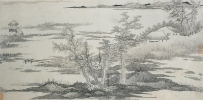 清_龚贤_山水八景_1_(6299×3100 – 300dpi)(图1)