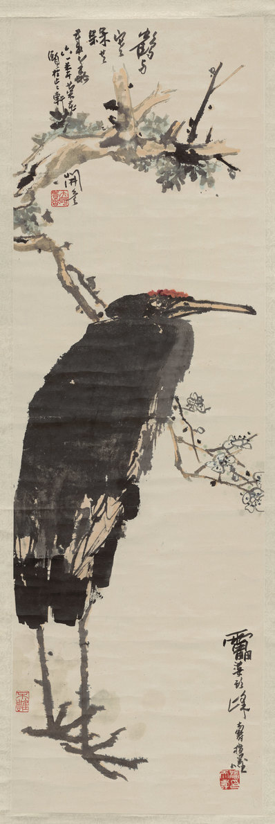 近代_潘天寿_鹤与寒梅共岁华_(7742×23141 – 72dpi)(图1)
