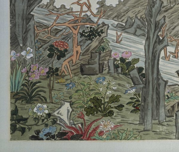 清_任熊_姚燮诗意图_册_第一开_俯见龙渊深-花田种珊_(4998×4241 – 300dpi)(图4)