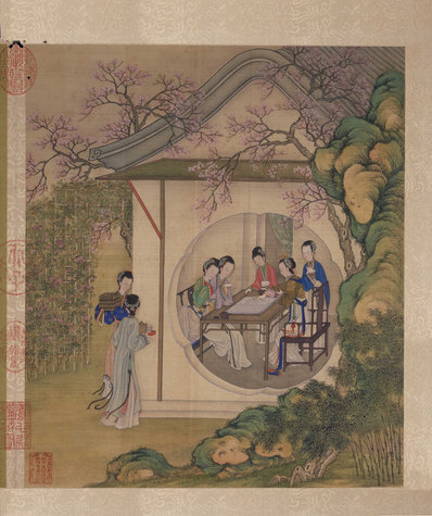 清_陈枚_月曼清游图册_闲亭对_(5000×5969 – 300dpi)(图1)