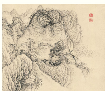 明_石涛_设色山水册纸本_9_(4023×3507 – 300dpi)(图1)