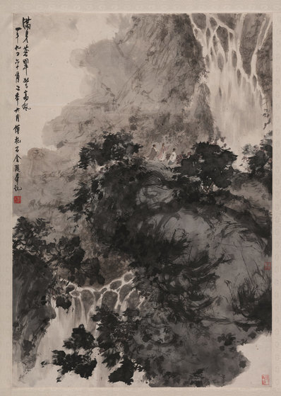 近代_傅抱石_满身苍翠惊高风_(10624×14912 – 72dpi)(图1)