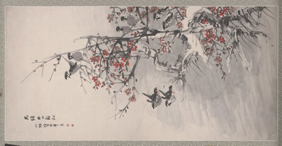清_任伯年_梅雀图_纸本_(9209×4779 – 350dpi)(图1)