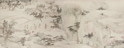 清_查士标_桃园图纸本_(10456×4010 – 300dpi)(图1)