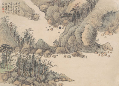 清_钱维城_山水花鸟册_开_大都会_11_(4786×3464 – 400dpi)(图1)