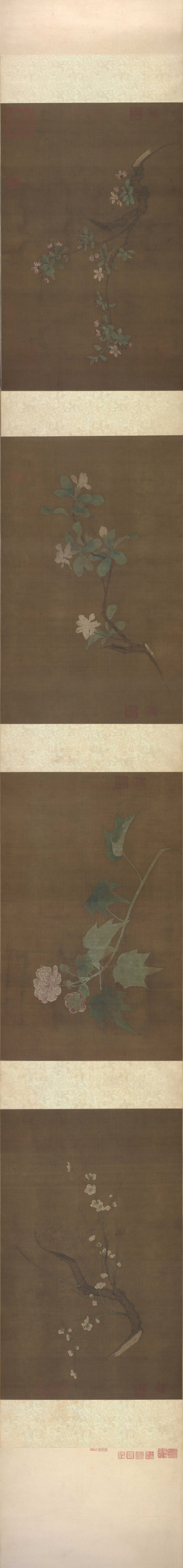 宋_佚名_传赵昌_花卉四段图卷_绢_(49781×5811 – 300dpi)(图1)
