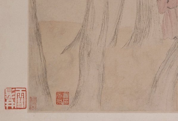 清_金农_人物山水图_第三开-马和之秋林共话_(4918×3351 – 300dpi)(图4)