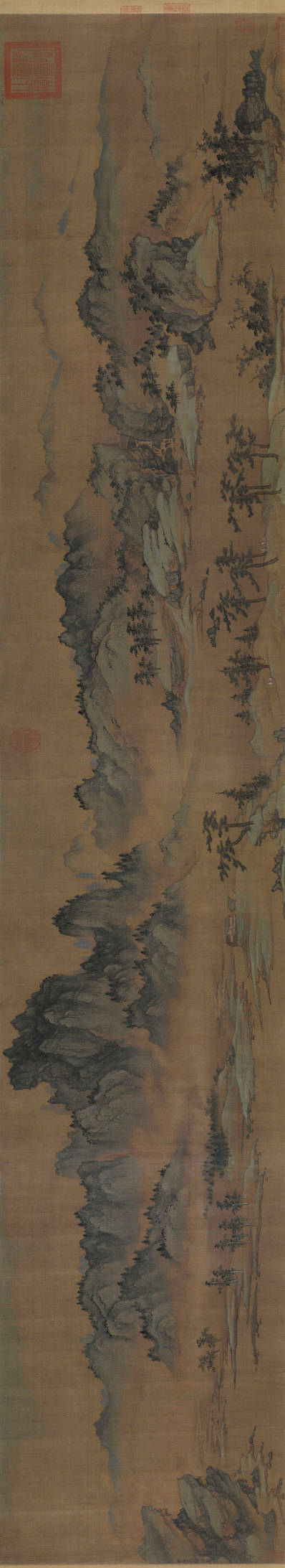 元_商琦_春山图卷_一版_绢本_(39820×7252 – 465dpi)(图1)
