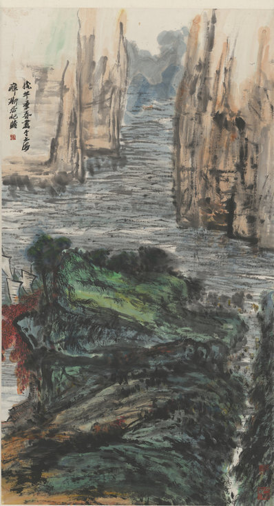 近代_朱屺瞻_山水轴_(9864×18186 – 72dpi)(图1)