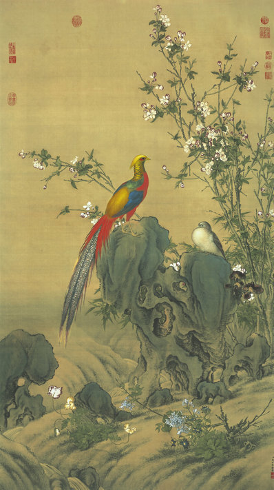清_郎世宁_锦春图_绢本_台_(9358×16724 – 349dpi)(图1)