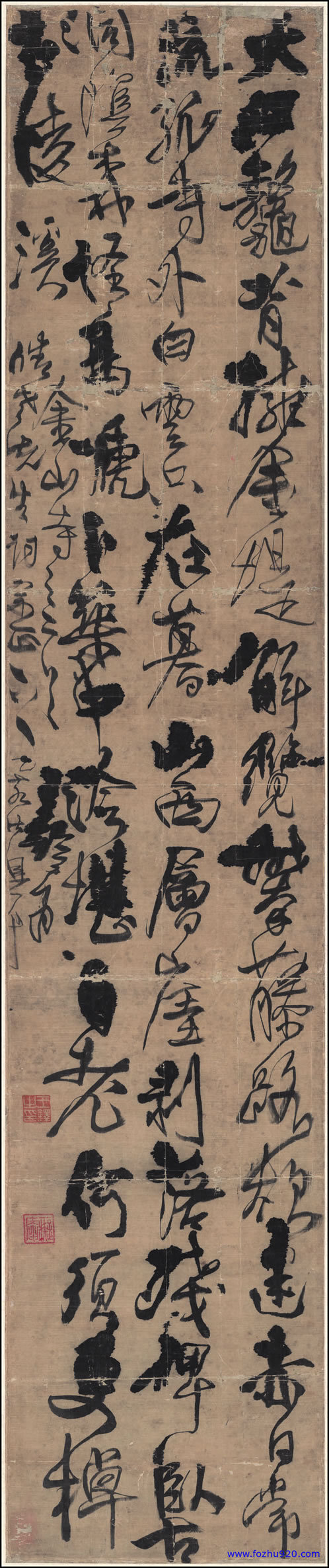 书法_明_王铎_行草书金山寺诗立轴_绢本_5732746（宽高6765×32438 – 300dp(图1)