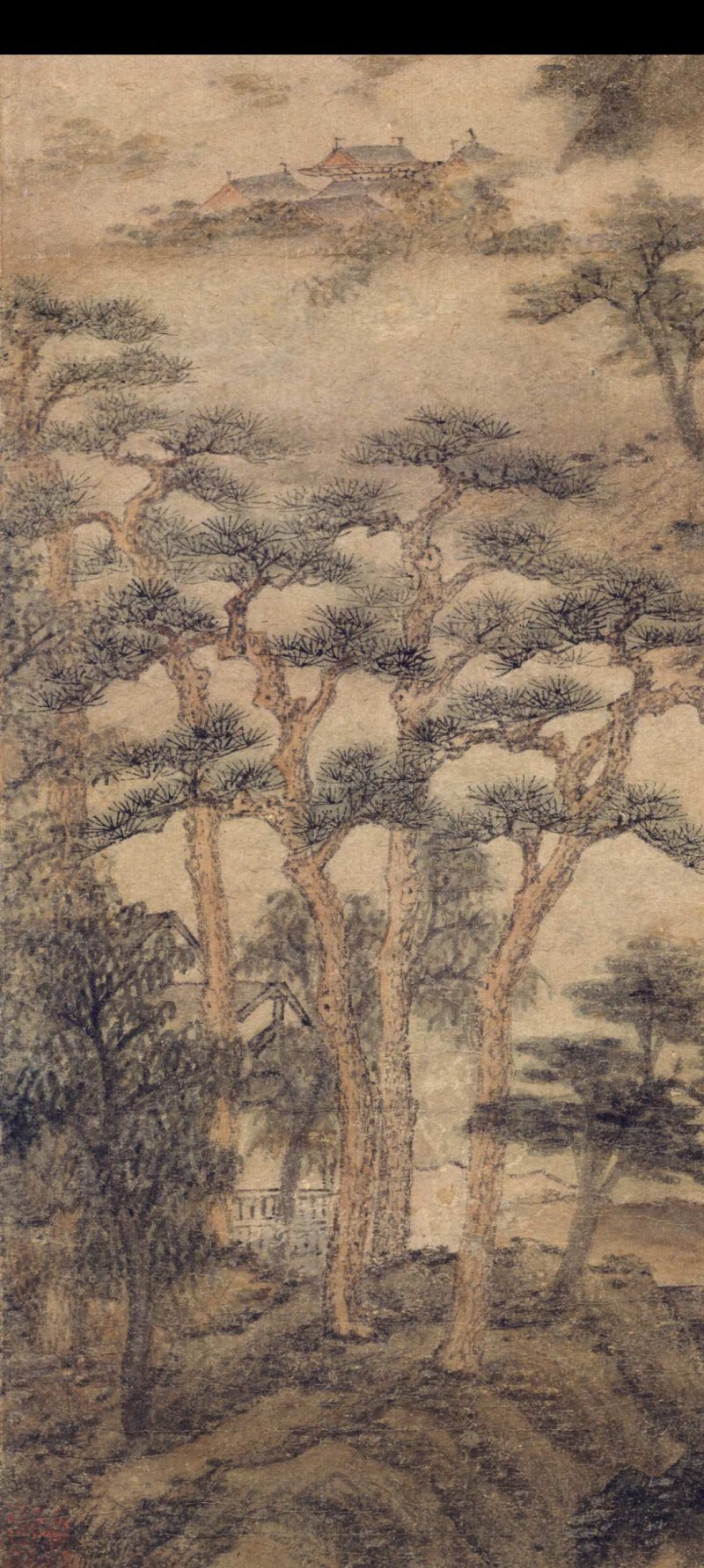 元 张羽 松轩春霭图轴87×29(图3)